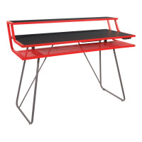 OSP Home Furnishings GLI25-RD Glitch Battlestation Gaming Desk in Red